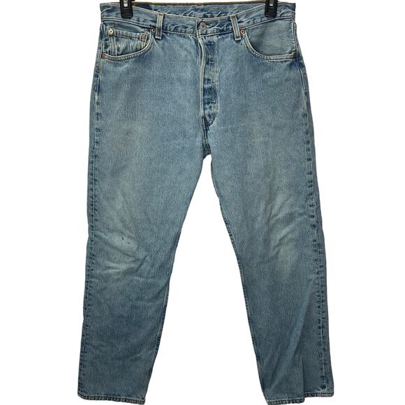 Vintage Levi's 501 Mens Jeans Size 36x30 Light Wash Distressed Button Fly USA - Picture 1 of 8